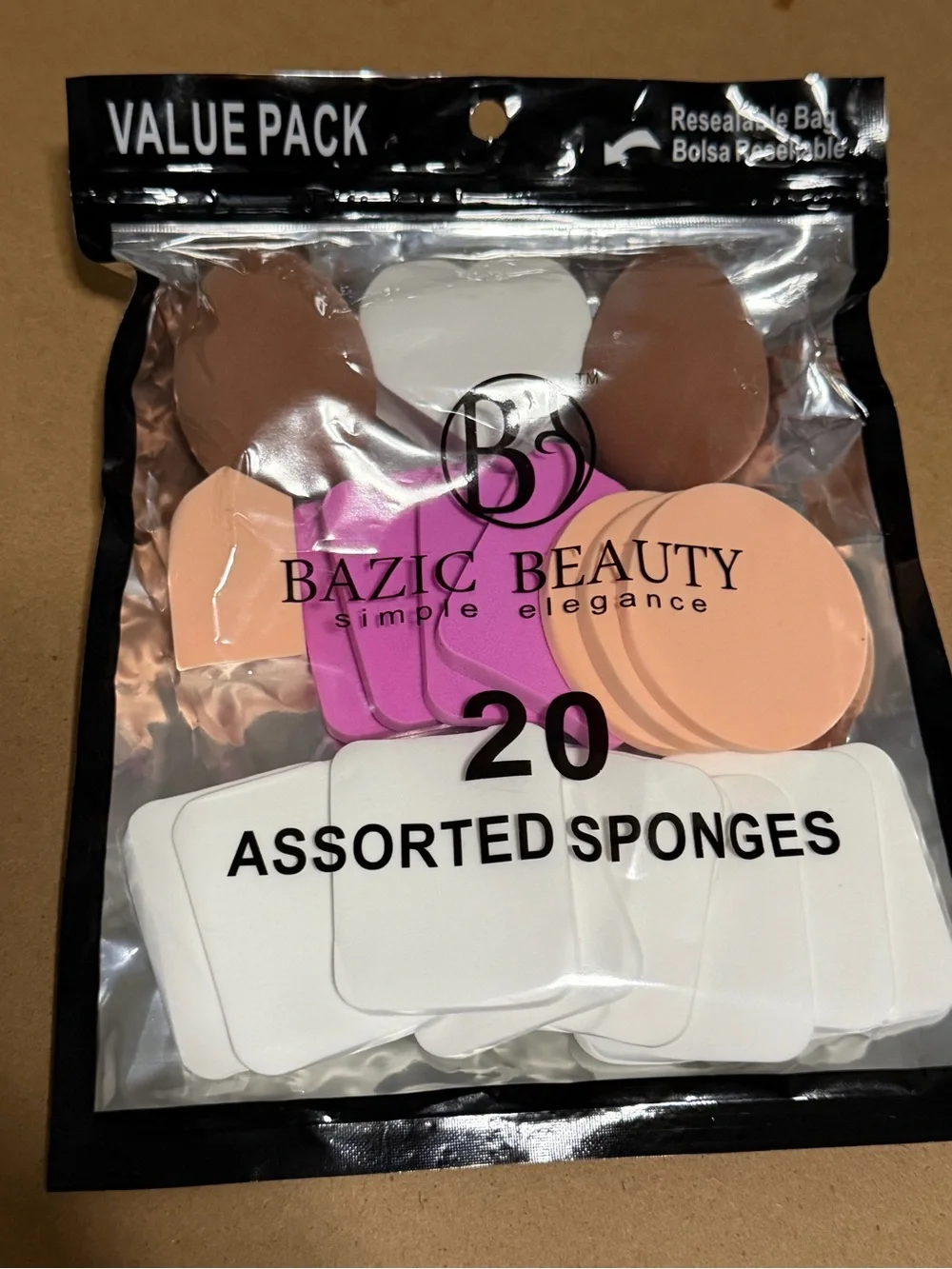 Bazic Beauty 20 count assorted makeup sponges value pack